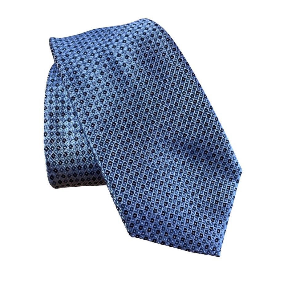 Tommy Hilfiger Mens Blue Geometric Silk‎ Necktie S41291 New with Tags